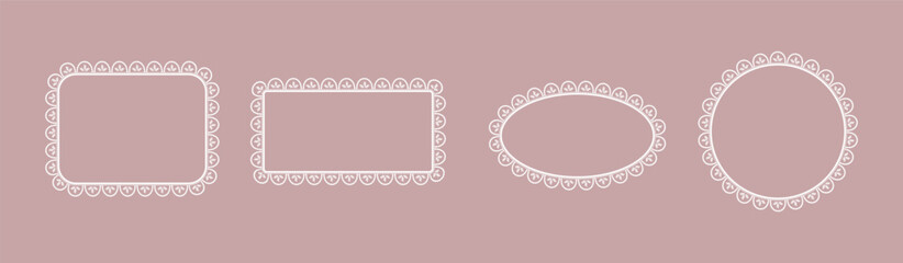 Obraz premium Vintage lace doily border with intricate crochet patterns, delicate scalloped edges, and ornamental details ideal for romantic designs, invitations, or decorative backgrounds.