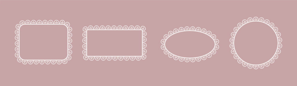 Vintage lace doily border with intricate crochet patterns, delicate scalloped edges, and ornamental details ideal for romantic designs, invitations, or decorative backgrounds.
