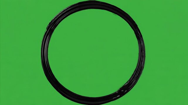 Black Ink Liquid Stroke Forming a Circle Shape Animation on Green Screen Background for Graphic Design Elements