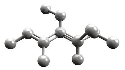 Fototapeta premium Isolated 3D illustration of a sophisticated molecular structure with shiny metallic atoms and chemical bonds