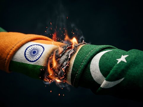 Intense Geopolitical Conflict and Rivalry of India and Pakistan. For international conflict, political rivalry, geopolitical tension, potential war, nationalism, and diplomatic crisis