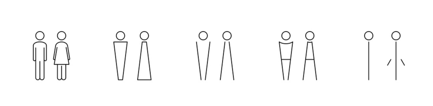 human body figure icons set male and female outline vector collection