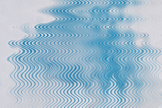 Abstract blue wavy distortion pattern with vertical lines on white