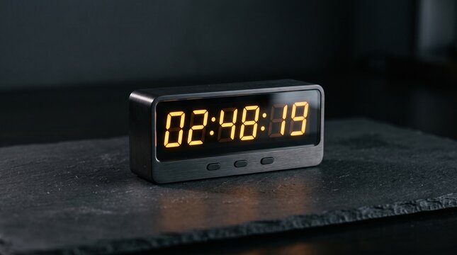 Modern Digital Clock Displaying Time on Dark Background