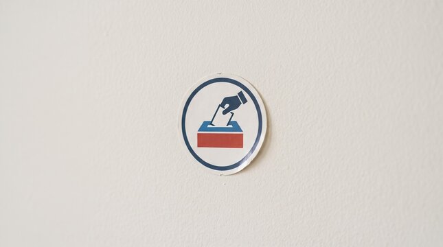Voting icon on a wall representing democracy and civic participation