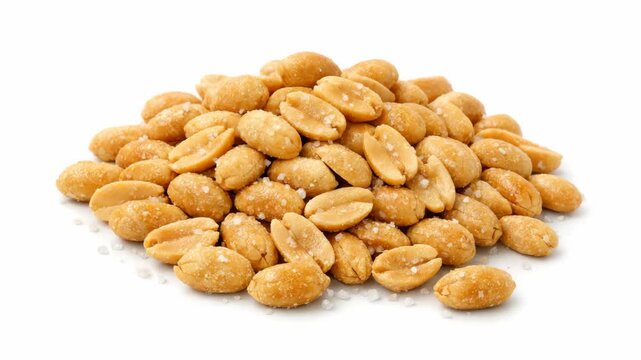 Close-up of peanuts with a white background.