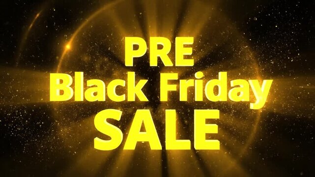 Pre Black Friday Sale text with glowing yellow light rays