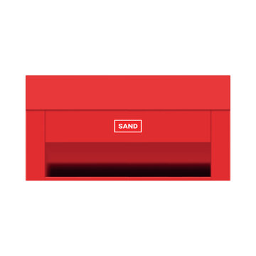 A red fire sand box used to extinguish small fires.