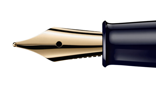 Isolated luxury fountain pen with elegant golden nib for refined writing instruments