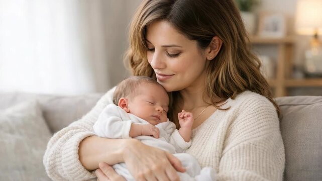 Warm and loving scene of mother and child