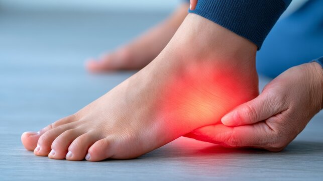 Severe foot pain with inflammation in the sole indicates plantar fasciitis and causes discomfort during daily activities Generative AI
