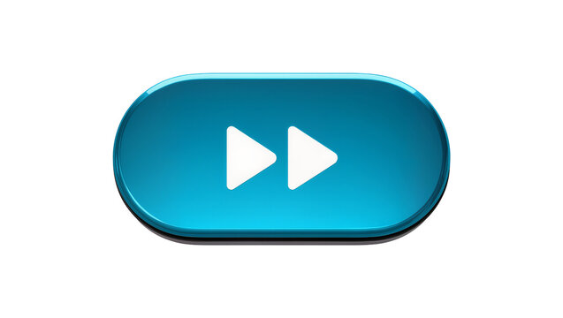 Isolated glossy blue fast forward button, media player control icon, web UI element
