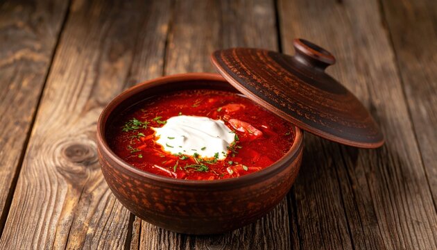 Traditional Ukrainian Beetroot Soup Borscht.