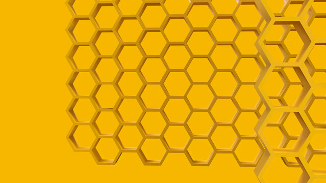 Golden Honeycomb Maze with Layered Hexagonal Pattern 3d render.