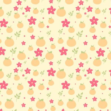 seamless pattern with flowers and oranges