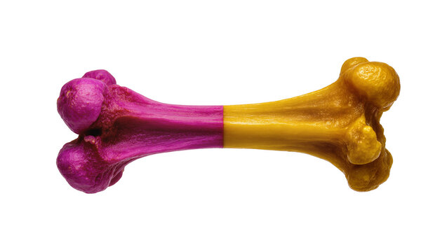 Isolated vibrant magenta and golden bone divided in half, creative color contrast concept
