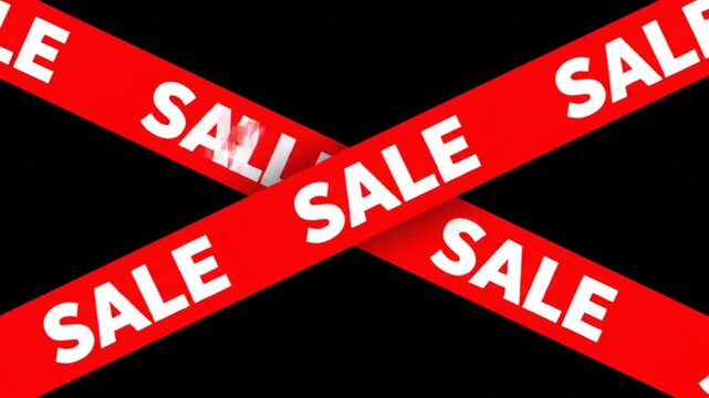 Red sale icons framing black background with copy space
