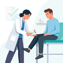 Fototapeta premium Doctor Performing Neurological Reflex Test with Reflex Hammer on Patient