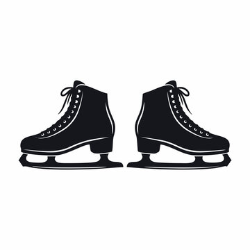 Black Figure Ice Skates Set Vector Illustration