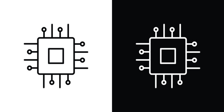 Semiconductor icon black and white symbol group