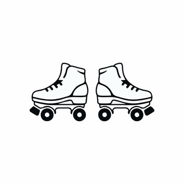 Vintage Retro Roller Skates Vector Illustration Isolated on White Background