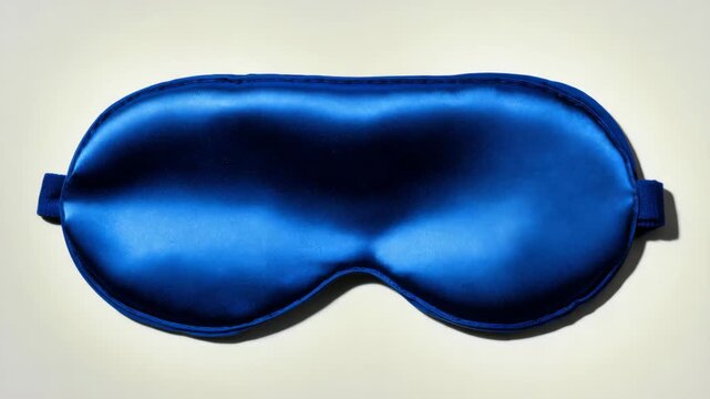 A blue eye mask for sleep or relaxation purposes.