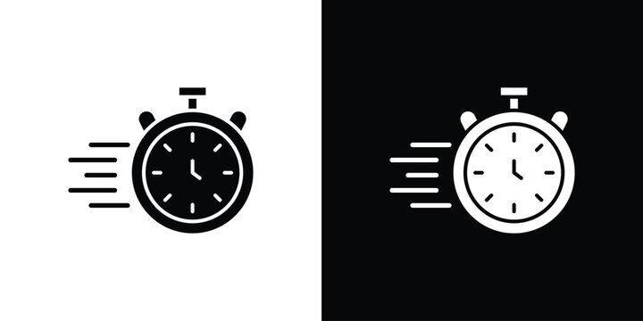 Time fast icon solid pictogram bundle