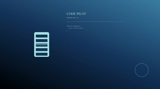 A minimal digital interface with an ai copilot loading indicator cycling through various progress states on a dark gradient screen during a software development session