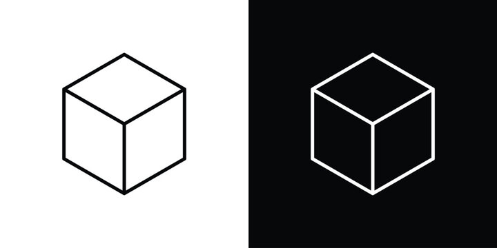 Cube icon line art collection
