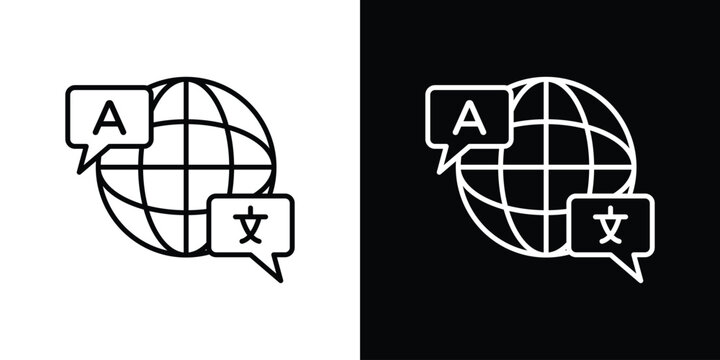 Translate icon line art collection