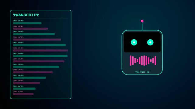 Digital displays showing an ai copilot interface with scrolling data lines and a cute robot icon pulsing light signals for monitoring complex analytical system operations processes