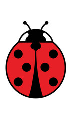 Obraz premium Symmetrical ladybug with black spots on a vibrant red shell isolated on a white background nature and insect concept