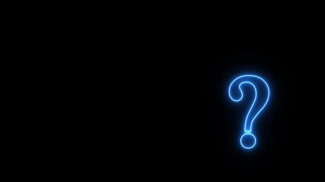 Neon question mark. Neon sign in the shape of a question mark. on alpha transparent background.