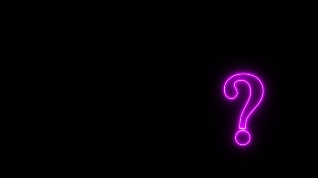 Neon question mark. Neon sign in the shape of a question mark. on alpha transparent background.