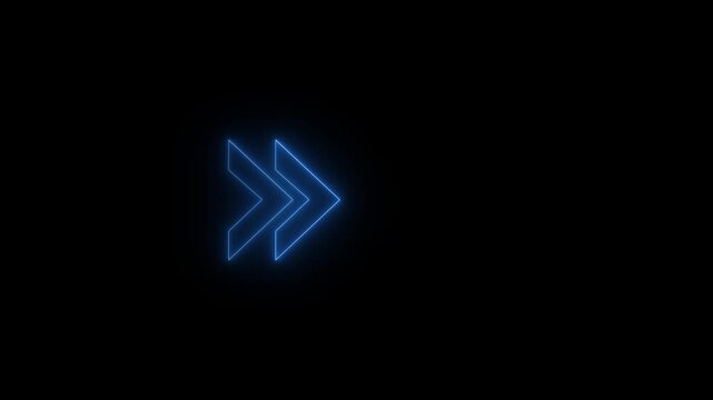 glowing neon pink color right side Arrow Loop Animation direction concept arrow icon concept. Arrow Loop Animation video direction concept,animation on black background.