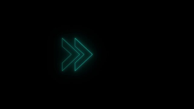 glowing neon pink color right side Arrow Loop Animation direction concept arrow icon concept. Arrow Loop Animation video direction concept,animation on black background.
