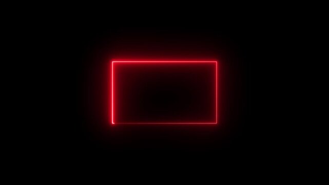 live streaming neon text frame animation. Neon glowing blue color square rectangle picture frame icon animation border frame shape rotating display screen, 4k motion graphic animation.