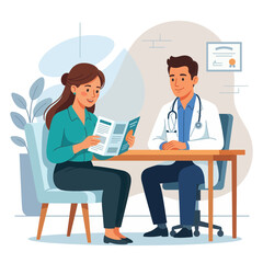 Fototapeta premium Doctor Consulting Patient in Clinic: Health Check-up, Medical Advice, and Patient Education