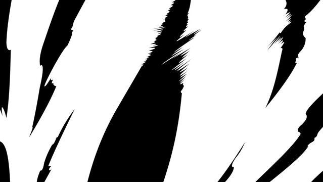 Black manga speed slash effect with rough dynamic brush strokes isolated on transparent background. Abstract anime motion element for comic action scenes, graphic design, visual effects.