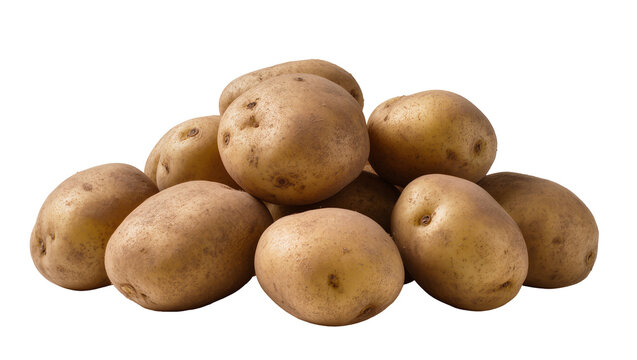 Isolated pile of fresh unpeeled raw potatoes ready for cooking or storage food ingredient