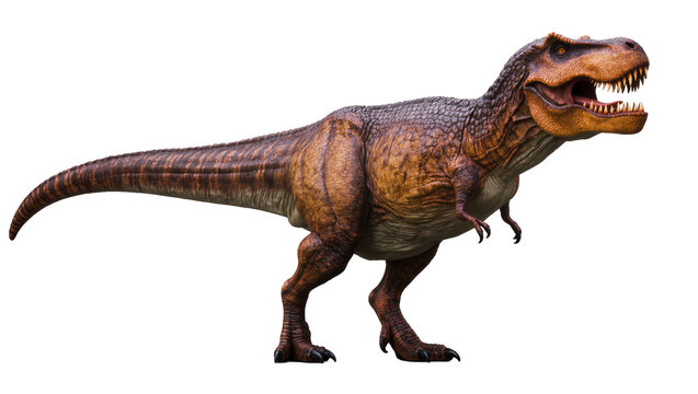 Isolated Tyrannosaurus Rex roaring, powerful and detailed prehistoric carnivore, extinct dinosaur species