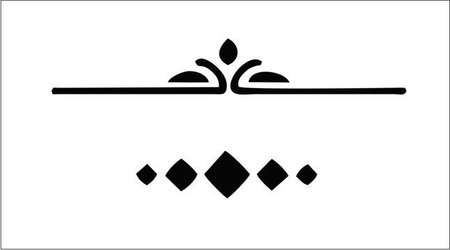 Ornate black divider with classic floral scrollwork and geometric diamond shapes for elegant document headers and vintage text separators