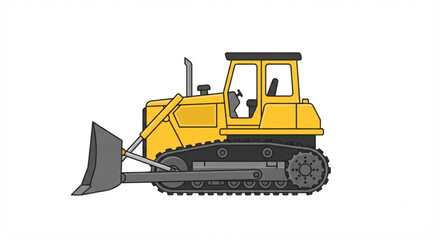 Yellow Bulldozer Construction Vehicle Vector Illustration Isolated on White Background © yoga