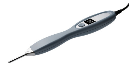Isolated professional ergonomic handheld device with digital display and metallic probe tip © Cian