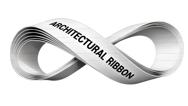 Isolated architectural ribbon concept forming an infinity symbol, abstract modern design element.
