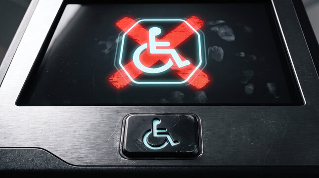 Restricted accessibility symbol on a digital touchscreen display