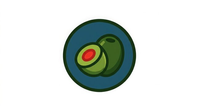 Food - Green Olives Icon with Red Pimento Stuffing Flat Design Illustration on Blue Circle Badge