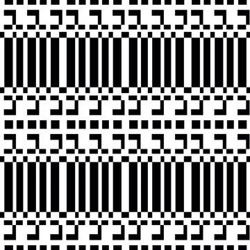 Black and white seamless geometric pattern abstract monochrome background pixel art texture repeat backdrop vector design