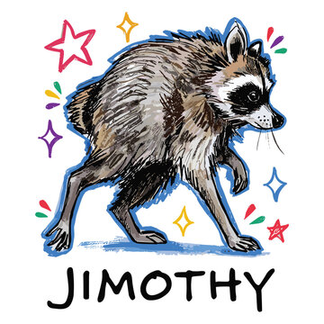 Jimothy Raccoon The Feral Legend Team Jimothy Seattle, Washington Summer T-shirt Design Illustration