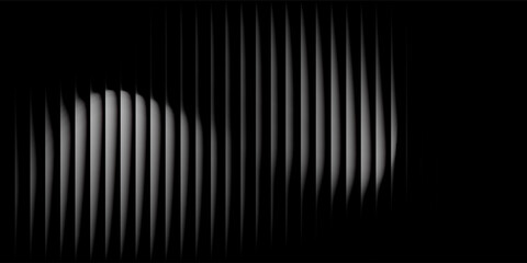Abstract monochrome artwork featuring a dynamic wave pattern in grayscale tones, creating a striking visual effect against a dark background. © Zaman
